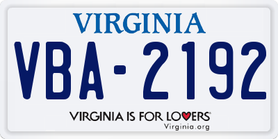 VA license plate VBA2192