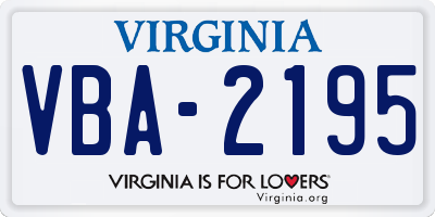 VA license plate VBA2195