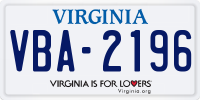 VA license plate VBA2196