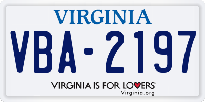 VA license plate VBA2197