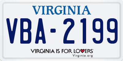 VA license plate VBA2199