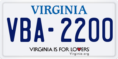 VA license plate VBA2200