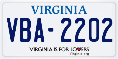 VA license plate VBA2202