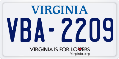 VA license plate VBA2209