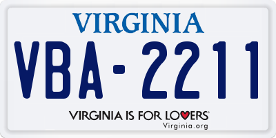 VA license plate VBA2211