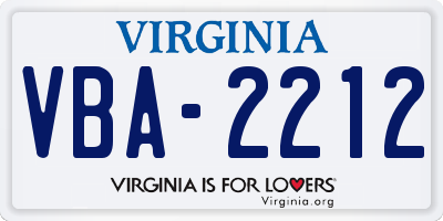 VA license plate VBA2212
