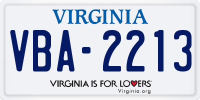 VA license plate VBA2213