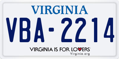 VA license plate VBA2214