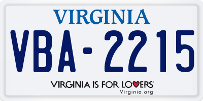 VA license plate VBA2215