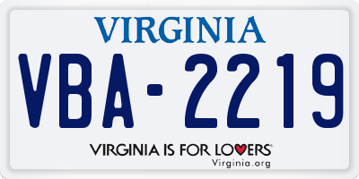 VA license plate VBA2219