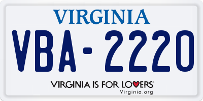 VA license plate VBA2220