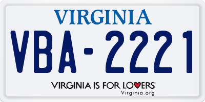 VA license plate VBA2221