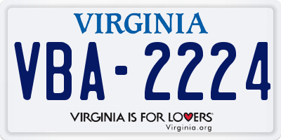 VA license plate VBA2224