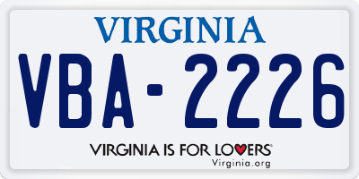 VA license plate VBA2226