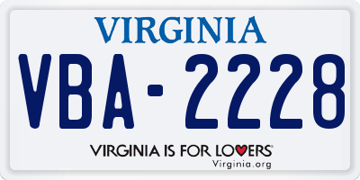 VA license plate VBA2228