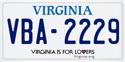 VA license plate VBA2229