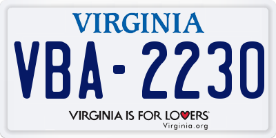 VA license plate VBA2230