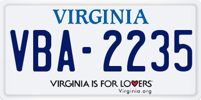 VA license plate VBA2235