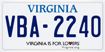 VA license plate VBA2240