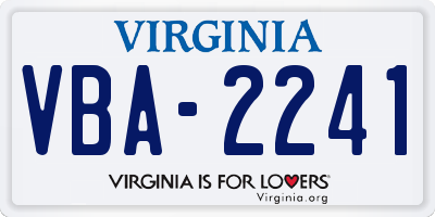 VA license plate VBA2241