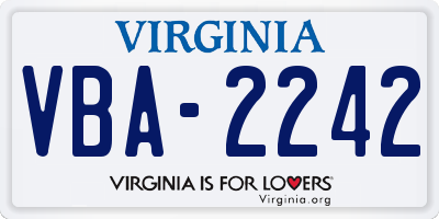 VA license plate VBA2242