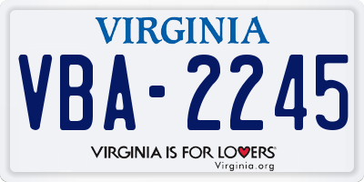 VA license plate VBA2245
