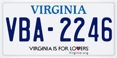 VA license plate VBA2246