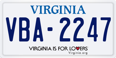 VA license plate VBA2247
