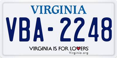 VA license plate VBA2248