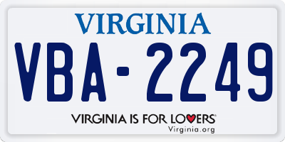 VA license plate VBA2249