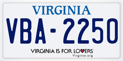 VA license plate VBA2250
