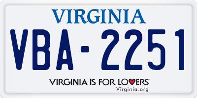 VA license plate VBA2251