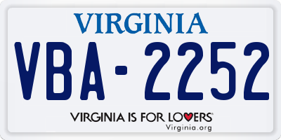 VA license plate VBA2252
