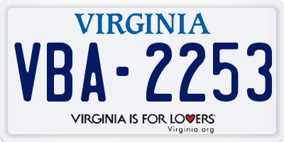 VA license plate VBA2253