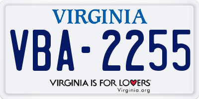 VA license plate VBA2255