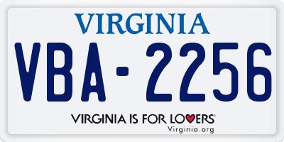 VA license plate VBA2256