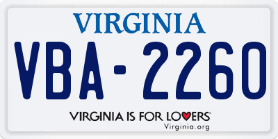 VA license plate VBA2260