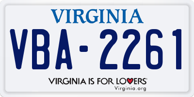 VA license plate VBA2261