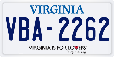 VA license plate VBA2262