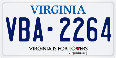 VA license plate VBA2264