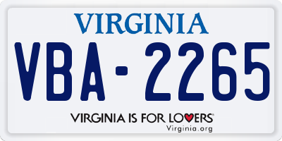 VA license plate VBA2265