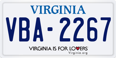 VA license plate VBA2267