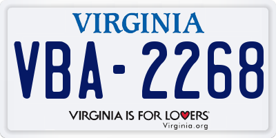 VA license plate VBA2268