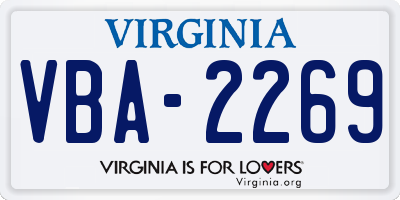 VA license plate VBA2269