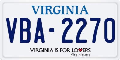 VA license plate VBA2270