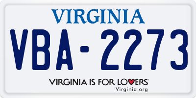 VA license plate VBA2273