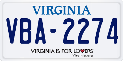VA license plate VBA2274