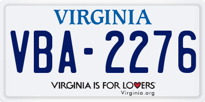 VA license plate VBA2276