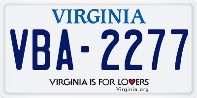 VA license plate VBA2277