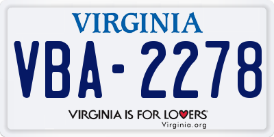 VA license plate VBA2278
